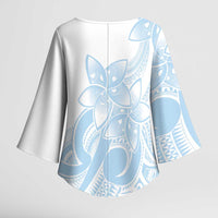 Polynesian Tribal Plumeria Lotu Tamaiti Kimono Sleeve Blouse Pastel Sky Blue - Polynesian Pride