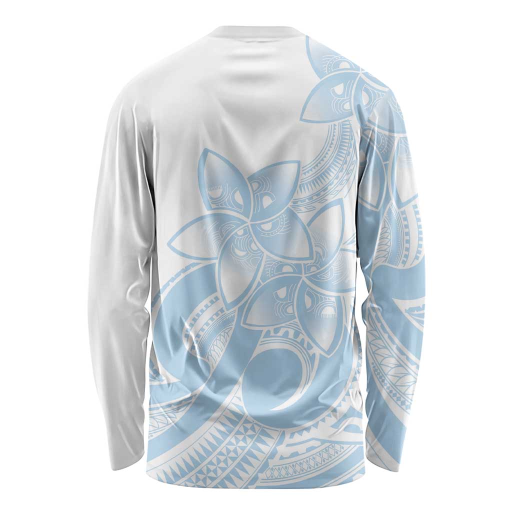 Polynesian Tribal Plumeria Lotu Tamaiti Long Sleeve Shirt Pastel Sky Blue - Polynesian Pride