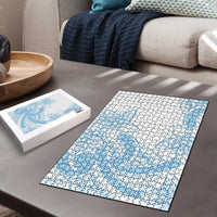 Polynesian Tribal Plumeria Lotu Tamaiti Puzzle Pastel Sky Blue - Polynesian Pride