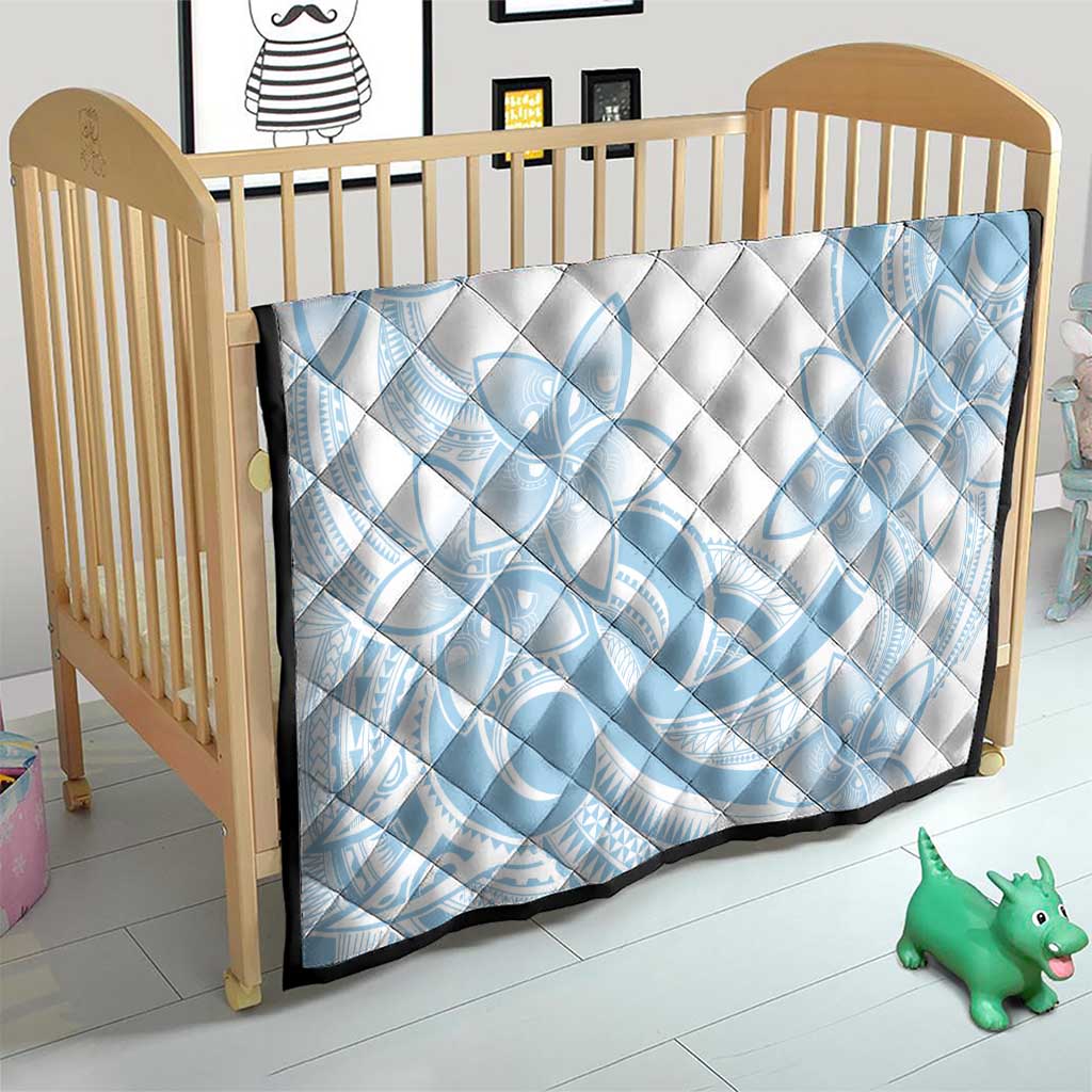 Polynesian Tribal Plumeria Lotu Tamaiti Quilt Pastel Sky Blue - Polynesian Pride