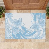 Polynesian Tribal Plumeria Lotu Tamaiti Rubber Doormat Pastel Sky Blue - Polynesian Pride