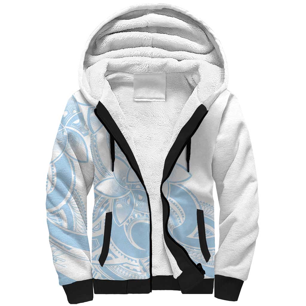 Polynesian Tribal Plumeria Lotu Tamaiti Sherpa Hoodie Pastel Sky Blue - Polynesian Pride