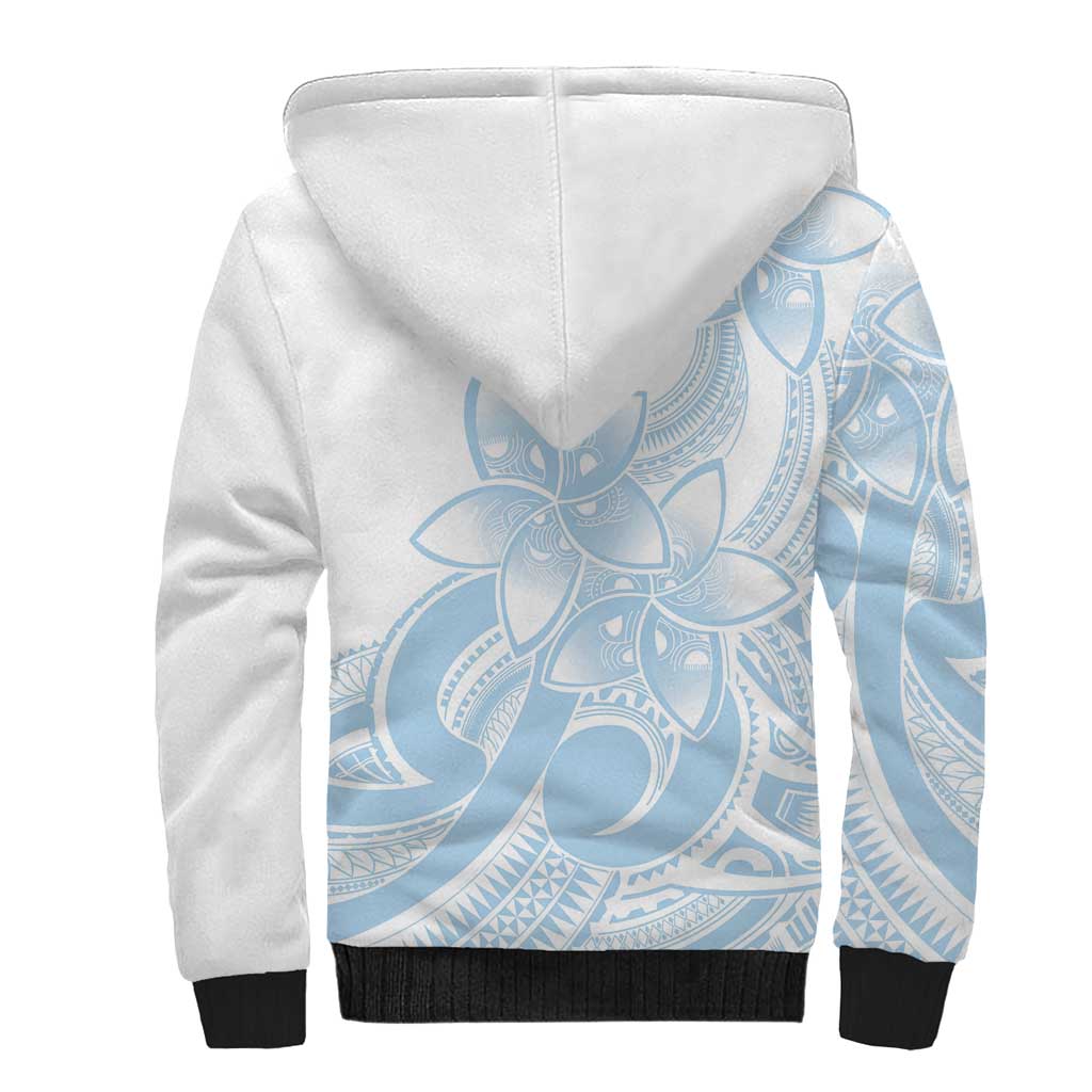 Polynesian Tribal Plumeria Lotu Tamaiti Sherpa Hoodie Pastel Sky Blue - Polynesian Pride