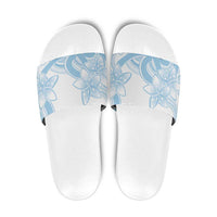 Polynesian Tribal Plumeria Lotu Tamaiti Slide Sandals Pastel Sky Blue - Polynesian Pride