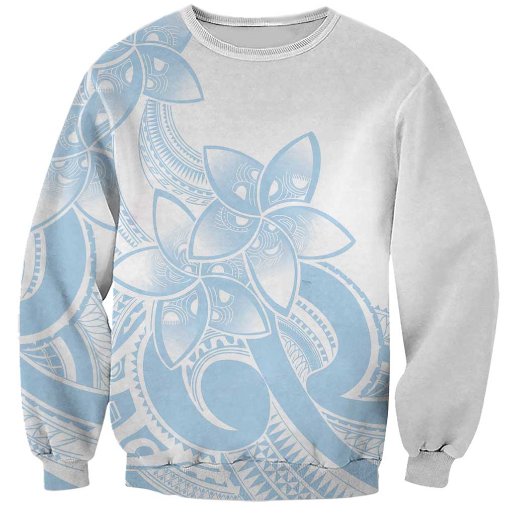 Polynesian Tribal Plumeria Lotu Tamaiti Sweatshirt Pastel Sky Blue - Polynesian Pride