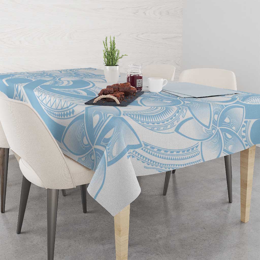 Polynesian Tribal Plumeria Lotu Tamaiti Tablecloth Pastel Sky Blue - Polynesian Pride