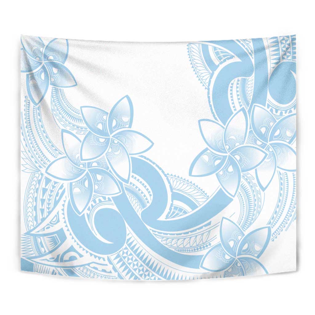 Polynesian Tribal Plumeria Lotu Tamaiti Tapestry Pastel Sky Blue - Polynesian Pride