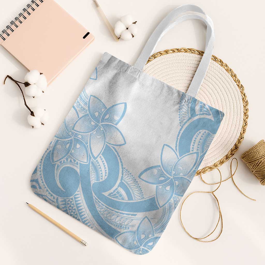 Polynesian Tribal Plumeria Lotu Tamaiti Tote Bag Pastel Sky Blue - Polynesian Pride