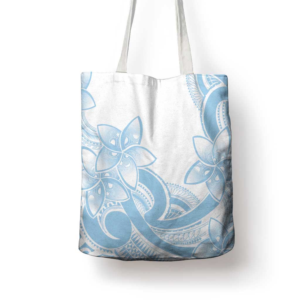 Polynesian Tribal Plumeria Lotu Tamaiti Tote Bag Pastel Sky Blue - Polynesian Pride