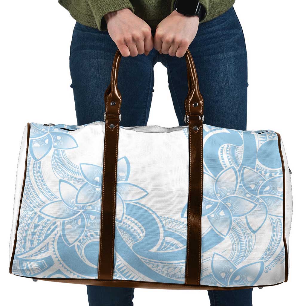 Polynesian Tribal Plumeria Lotu Tamaiti Travel Bag Pastel Sky Blue - Polynesian Pride