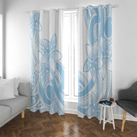 Polynesian Tribal Plumeria Lotu Tamaiti Window Curtain Pastel Sky Blue - Polynesian Pride