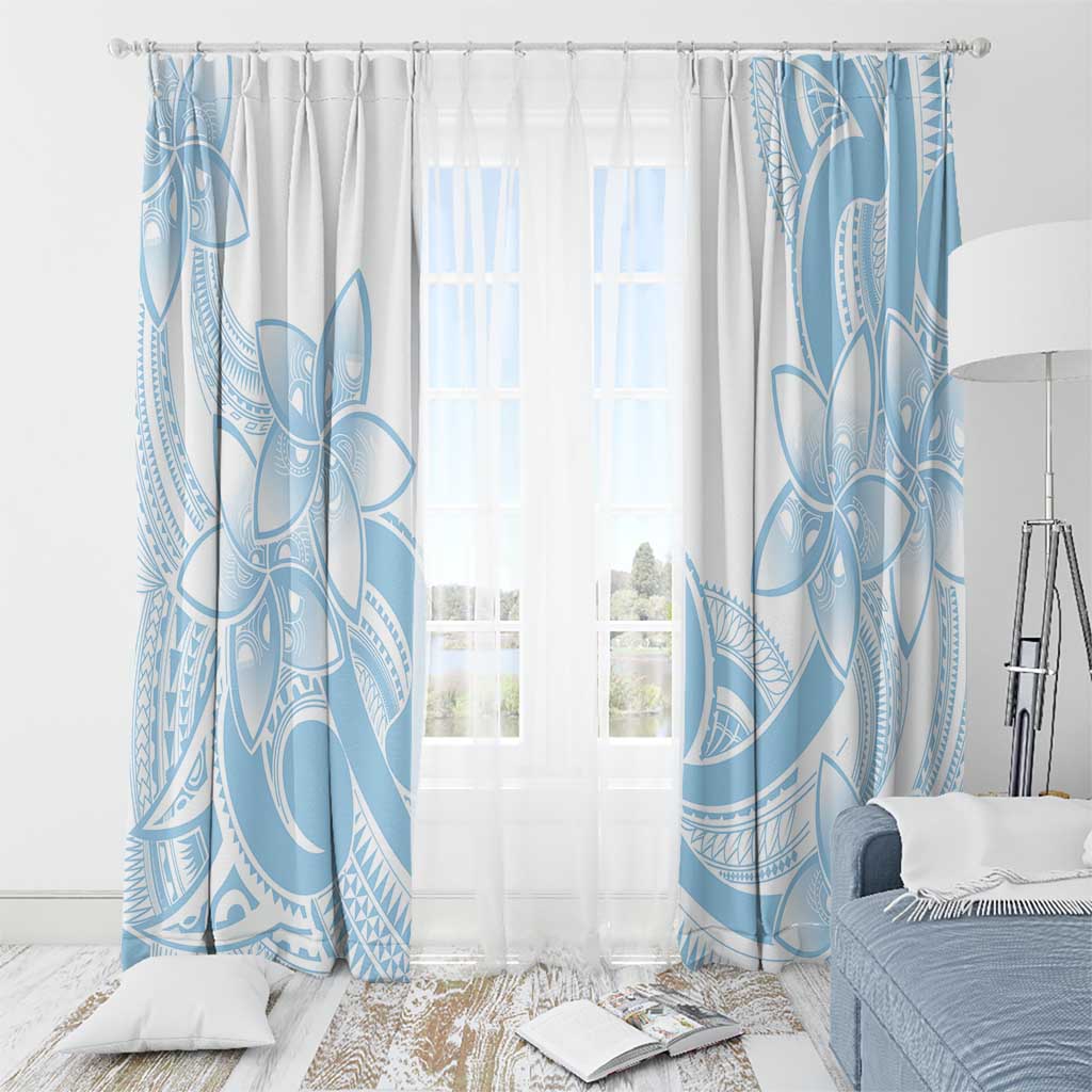 Polynesian Tribal Plumeria Lotu Tamaiti Window Curtain Pastel Sky Blue - Polynesian Pride