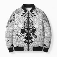 2026 Autumn Rugby Nations New Zealand Custom Bomber Puffer Jacket White Kowhaiwhai Maori Tribal Taniko Motif LT9 Unisex White - Polynesian Pride
