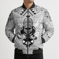 2026 Autumn Rugby Nations New Zealand Custom Bomber Puffer Jacket White Kowhaiwhai Maori Tribal Taniko Motif LT9 - Polynesian Pride