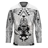 2026 Autumn Rugby Nations New Zealand Custom Hockey Jersey White Kowhaiwhai Maori Tribal Taniko Motif LT9 Unisex White - Polynesian Pride