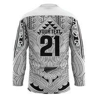 2026 Autumn Rugby Nations New Zealand Custom Hockey Jersey White Kowhaiwhai Maori Tribal Taniko Motif LT9 - Polynesian Pride