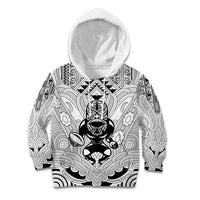 2026 Autumn Rugby Nations New Zealand Custom Kid Hoodie White Kowhaiwhai Maori Tribal Taniko Motif LT9 Hoodie White - Polynesian Pride