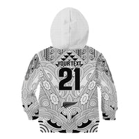 2026 Autumn Rugby Nations New Zealand Custom Kid Hoodie White Kowhaiwhai Maori Tribal Taniko Motif LT9 - Polynesian Pride