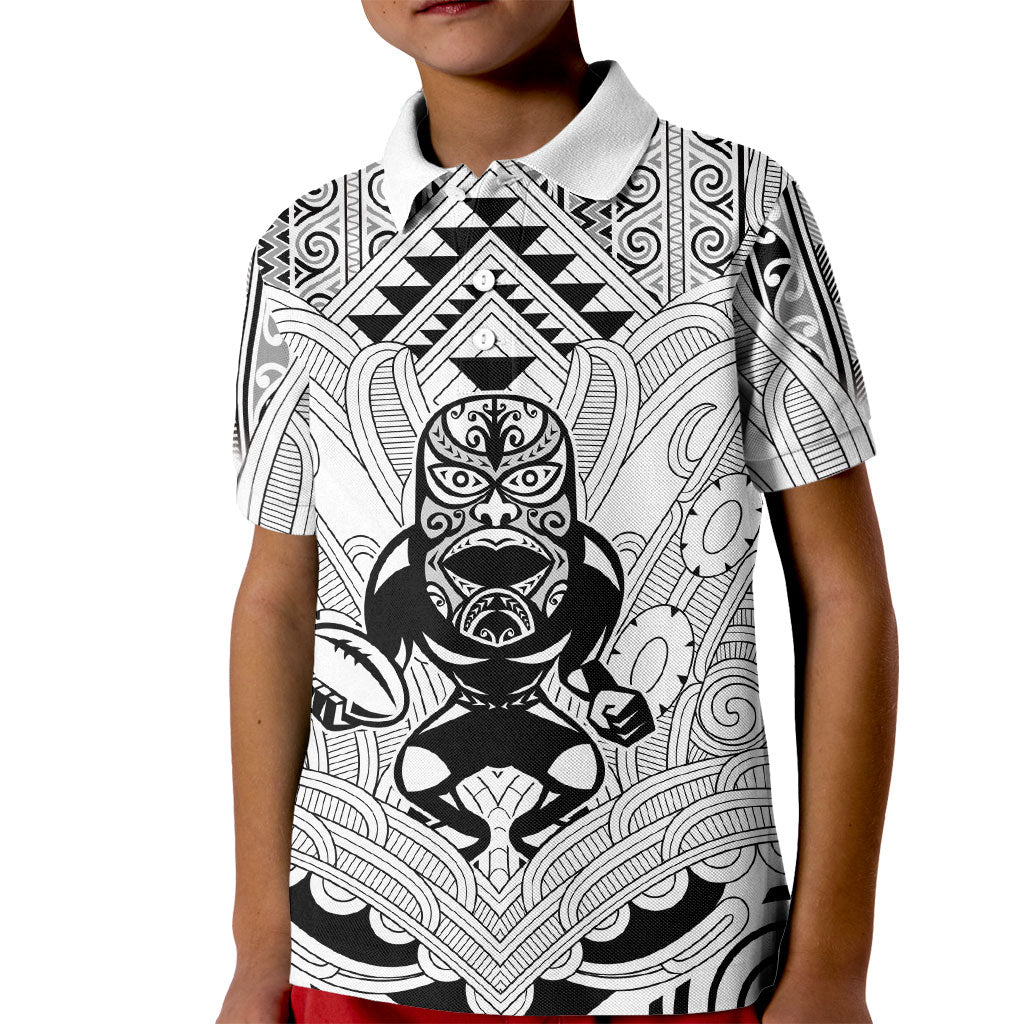 2026 Autumn Rugby Nations New Zealand Custom Kid Polo Shirt White Kowhaiwhai Maori Tribal Taniko Motif LT9 Kid White - Polynesian Pride