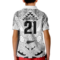 2026 Autumn Rugby Nations New Zealand Custom Kid Polo Shirt White Kowhaiwhai Maori Tribal Taniko Motif LT9 - Polynesian Pride
