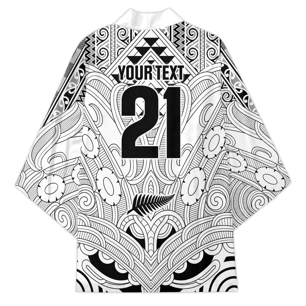 2026 Autumn Rugby Nations New Zealand Custom Kimono White Kowhaiwhai Maori Tribal Taniko Motif LT9 - Polynesian Pride