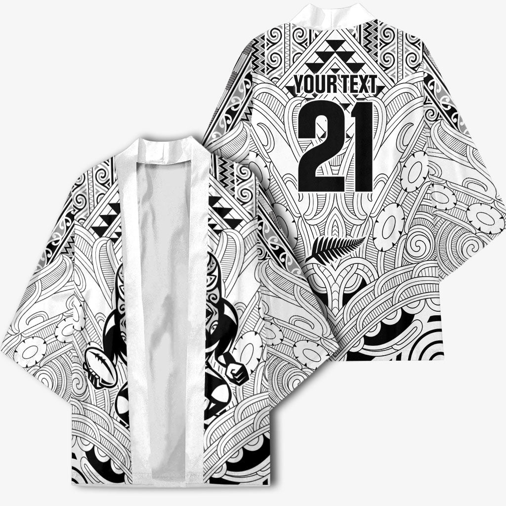 2026 Autumn Rugby Nations New Zealand Custom Kimono White Kowhaiwhai Maori Tribal Taniko Motif LT9 - Polynesian Pride