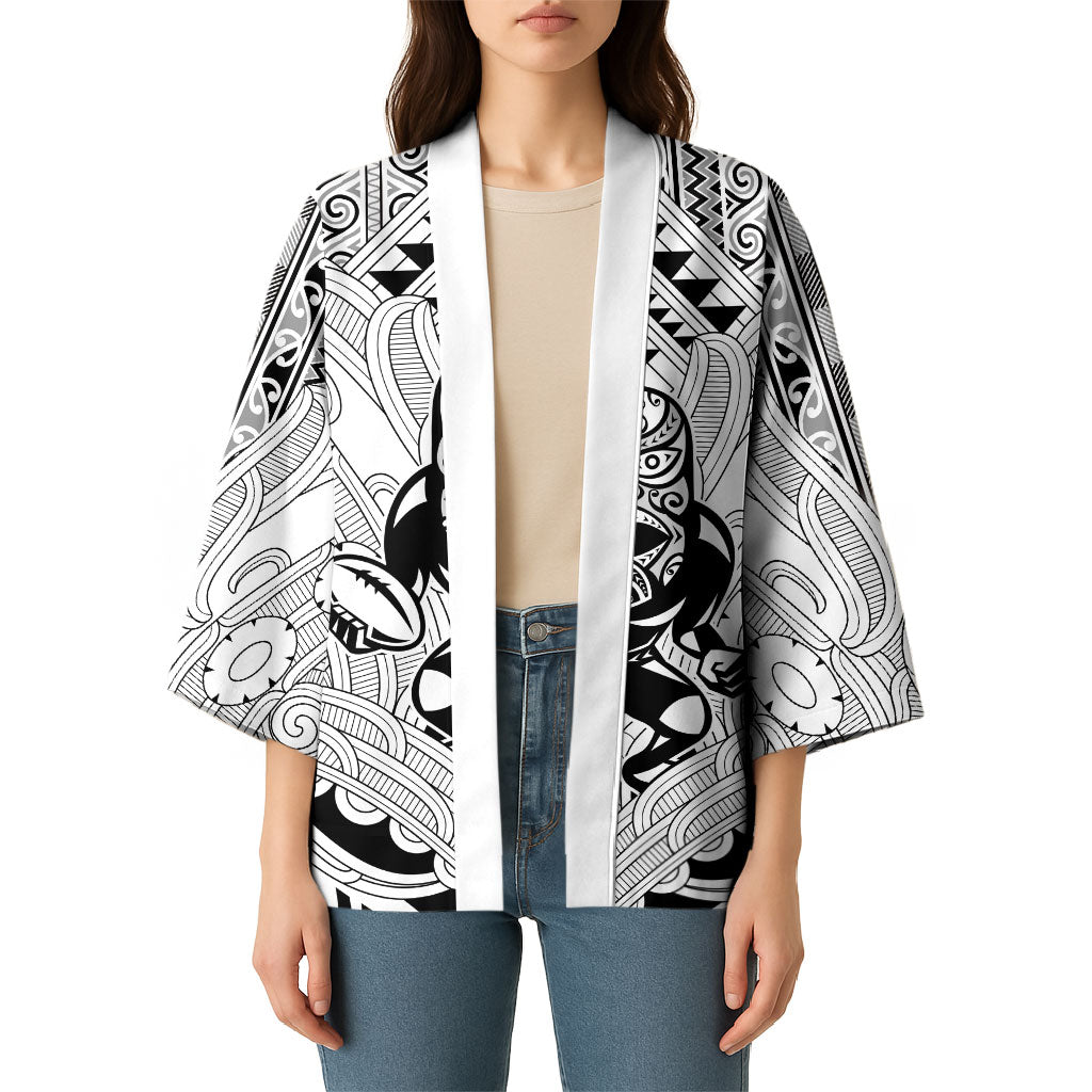 2026 Autumn Rugby Nations New Zealand Custom Kimono White Kowhaiwhai Maori Tribal Taniko Motif LT9 - Polynesian Pride