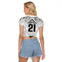 2026 Autumn Rugby Nations New Zealand Custom Raglan Cropped T Shirt White Kowhaiwhai Maori Tribal Taniko Motif LT9 - Polynesian Pride
