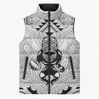 2026 Autumn Rugby Nations New Zealand Custom Sleeveless Puffer Jacket White Kowhaiwhai Maori Tribal Taniko Motif LT9 Unisex White - Polynesian Pride