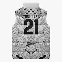 2026 Autumn Rugby Nations New Zealand Custom Sleeveless Puffer Jacket White Kowhaiwhai Maori Tribal Taniko Motif LT9 - Polynesian Pride
