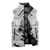 2026 Autumn Rugby Nations New Zealand Custom Sleeveless Puffer Jacket White Kowhaiwhai Maori Tribal Taniko Motif LT9 - Polynesian Pride