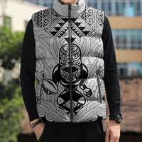 2026 Autumn Rugby Nations New Zealand Custom Sleeveless Puffer Jacket White Kowhaiwhai Maori Tribal Taniko Motif LT9 - Polynesian Pride