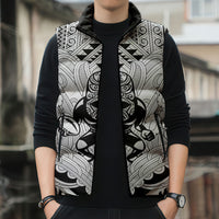 2026 Autumn Rugby Nations New Zealand Custom Sleeveless Puffer Jacket White Kowhaiwhai Maori Tribal Taniko Motif LT9 - Polynesian Pride
