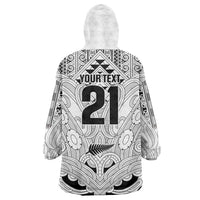 2026 Autumn Rugby Nations New Zealand Custom Wearable Blanket Hoodie White Kowhaiwhai Maori Tribal Taniko Motif LT9 - Polynesian Pride