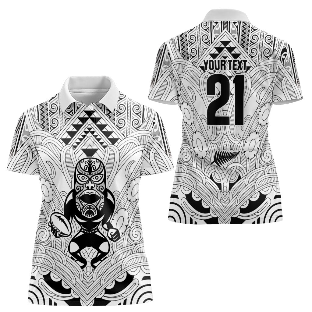 2026 Autumn Rugby Nations New Zealand Custom Women Polo Shirt White Kowhaiwhai Maori Tribal Taniko Motif LT9 - Polynesian Pride