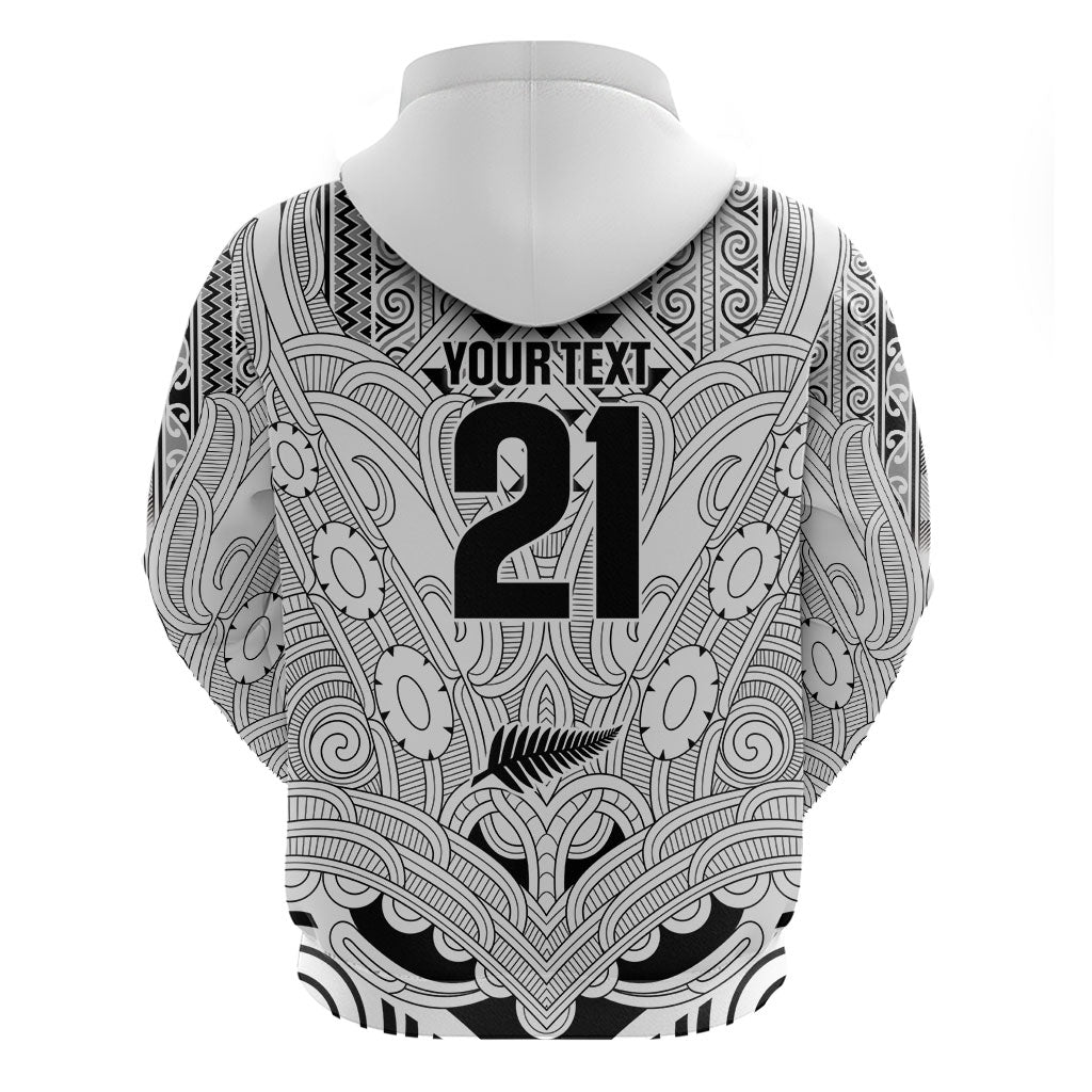 2026 Autumn Rugby Nations New Zealand Custom Zip Hoodie White Kowhaiwhai Maori Tribal Taniko Motif LT9 - Polynesian Pride