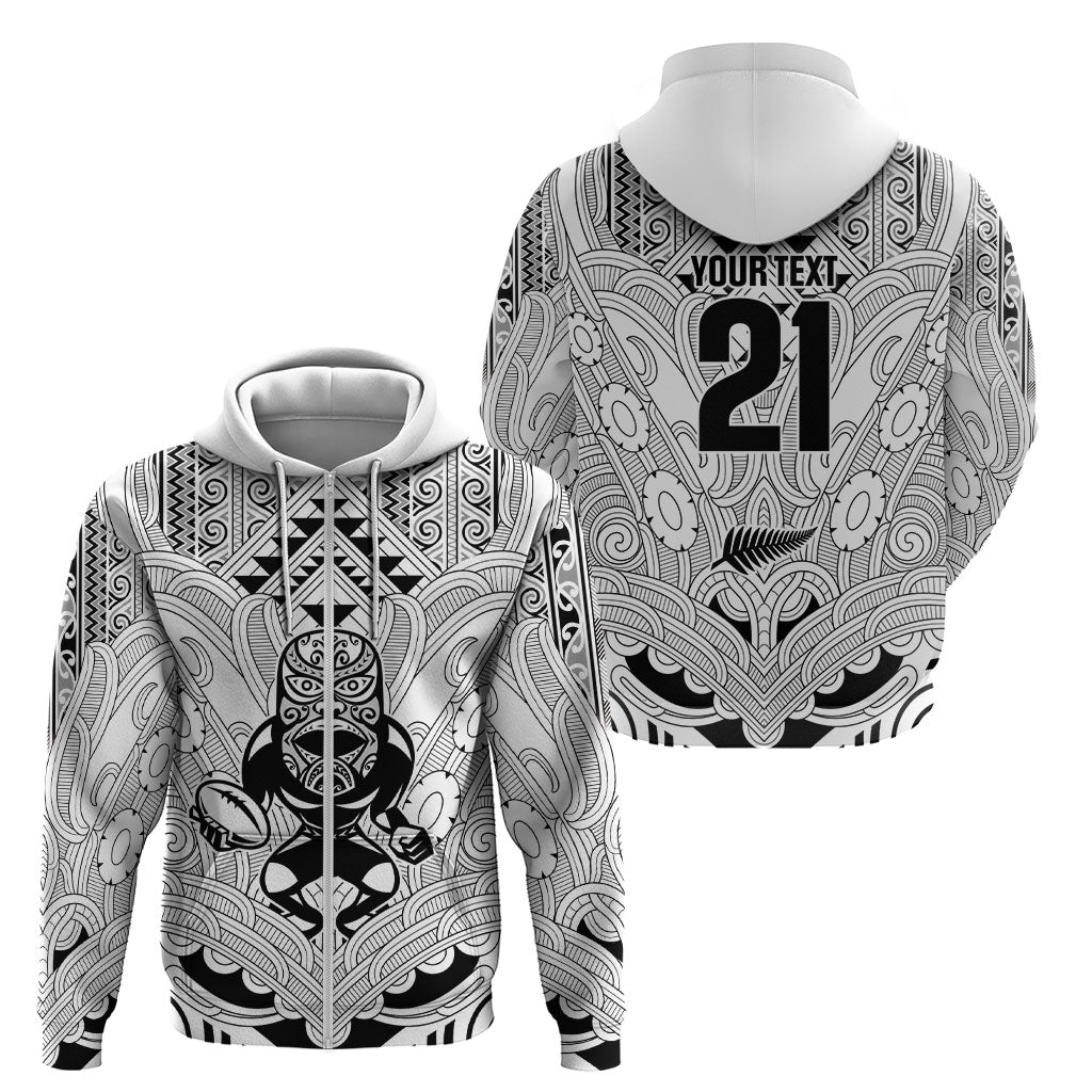 2026 Autumn Rugby Nations New Zealand Custom Zip Hoodie White Kowhaiwhai Maori Tribal Taniko Motif LT9 - Polynesian Pride