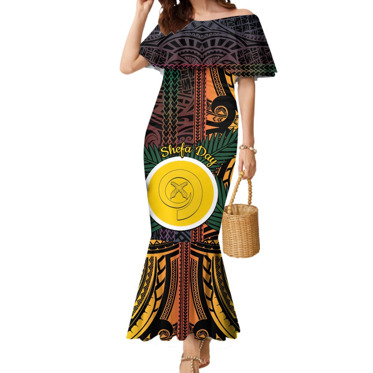 Personalised Shefa Day Mermaid Dress Happy June 18 Vanuatu Province LT14 Women Black - Polynesian Pride