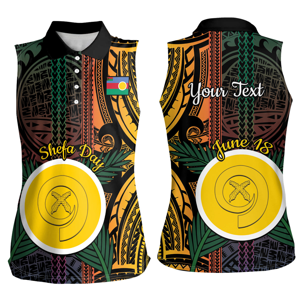 Personalised Shefa Day Women Sleeveless Polo Shirt Happy June 18 Vanuatu Province