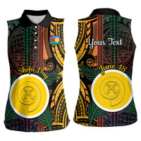Personalised Shefa Day Women Sleeveless Polo Shirt Happy June 18 Vanuatu Province