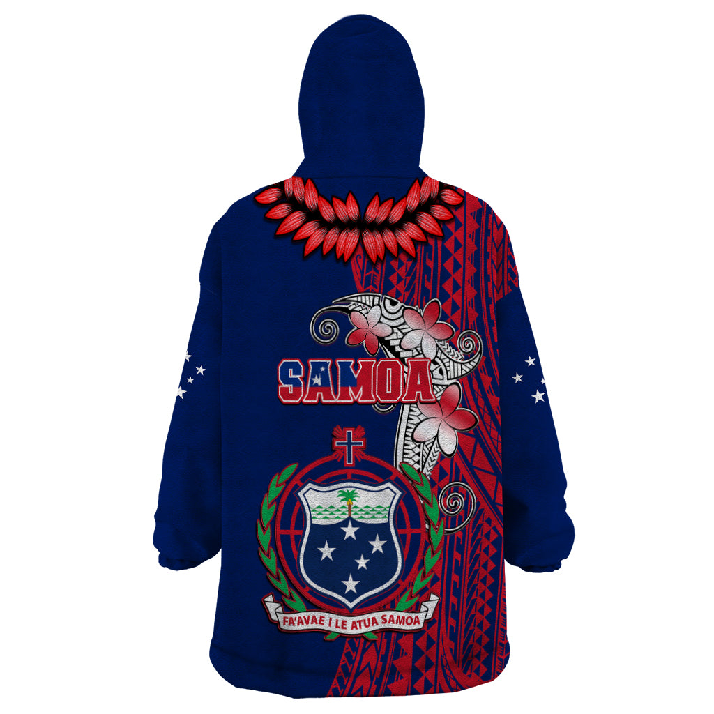 Polynesian Pride Samoa Wearable Blanket Hoodie Ula Fala Mix Samoan Tribal Blue Version LT14 - Polynesian Pride