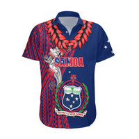 Personalised Samoa Hawaiian Shirt Ula Fala Mix Samoan Tribal Blue Version LT14 Blue - Polynesian Pride