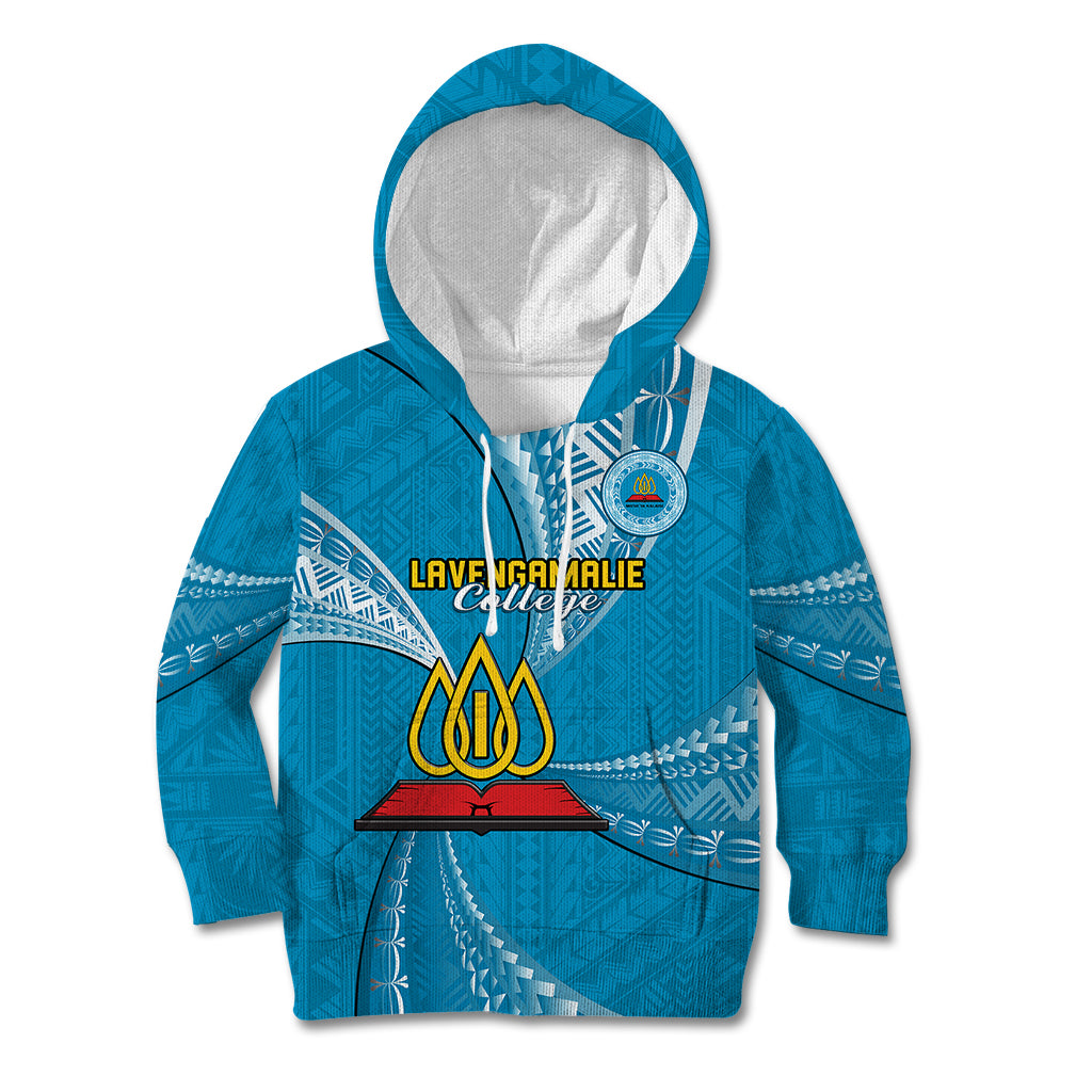 Personalised Tonga Lavengamalie College Kid Hoodie Tongan Ngatu Pattern LT14 Hoodie Blue - Polynesian Pride