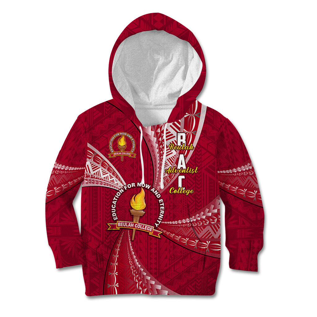 Personalised Tonga Beulah College Kid Hoodie Tongan Ngatu Pattern LT14 Hoodie Maroon - Polynesian Pride