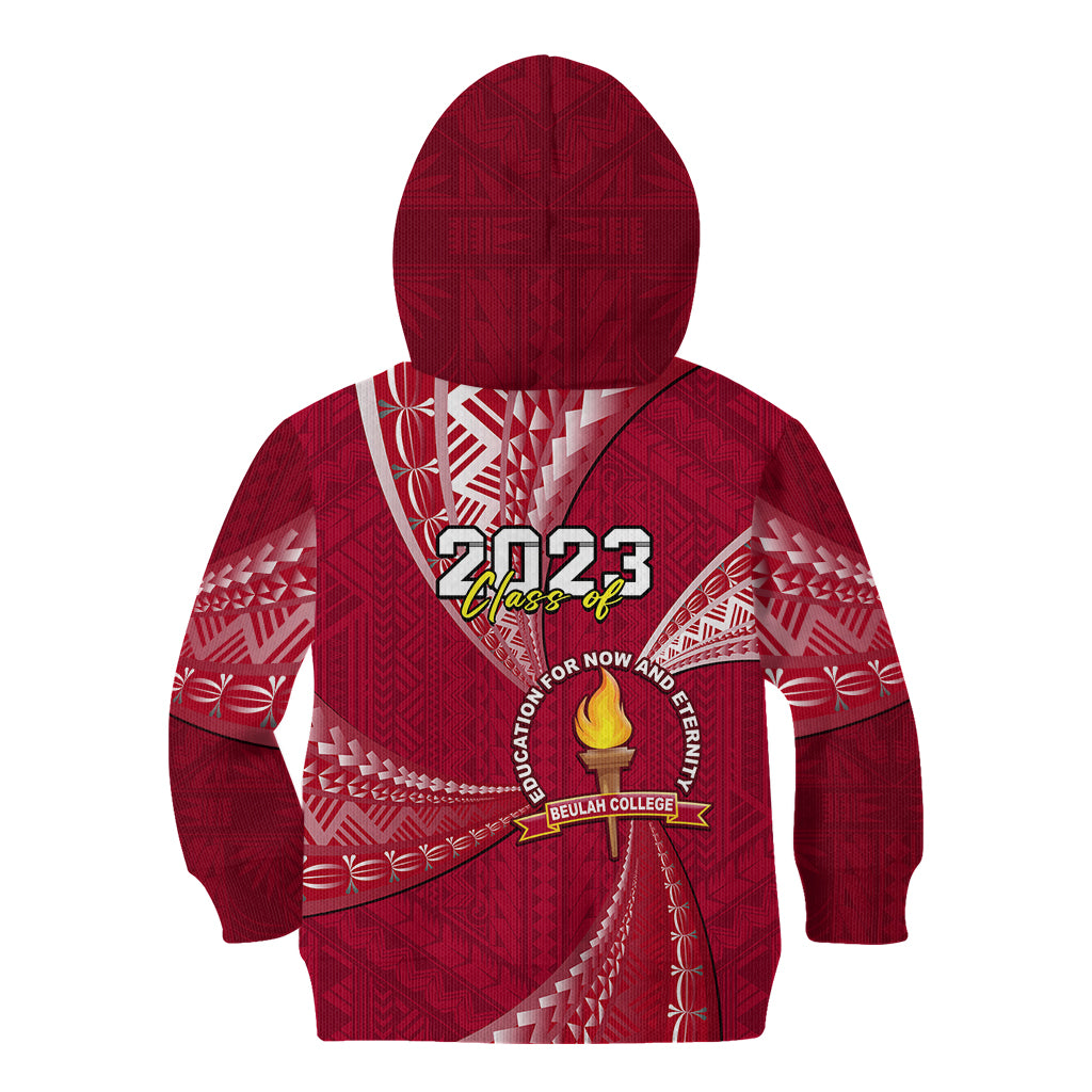 Personalised Tonga Beulah College Kid Hoodie Class Of Year Tongan Ngatu Pattern LT14 - Polynesian Pride