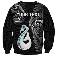 Personalised New Zealand Sweatshirt Aotearoa Silver Fern With Manaia Maori Unique Black LT14 - Polynesian Pride