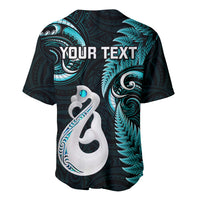 Personalised New Zealand Baseball Jersey Aotearoa Silver Fern With Manaia Maori Unique Turquoise LT14 - Polynesian Pride