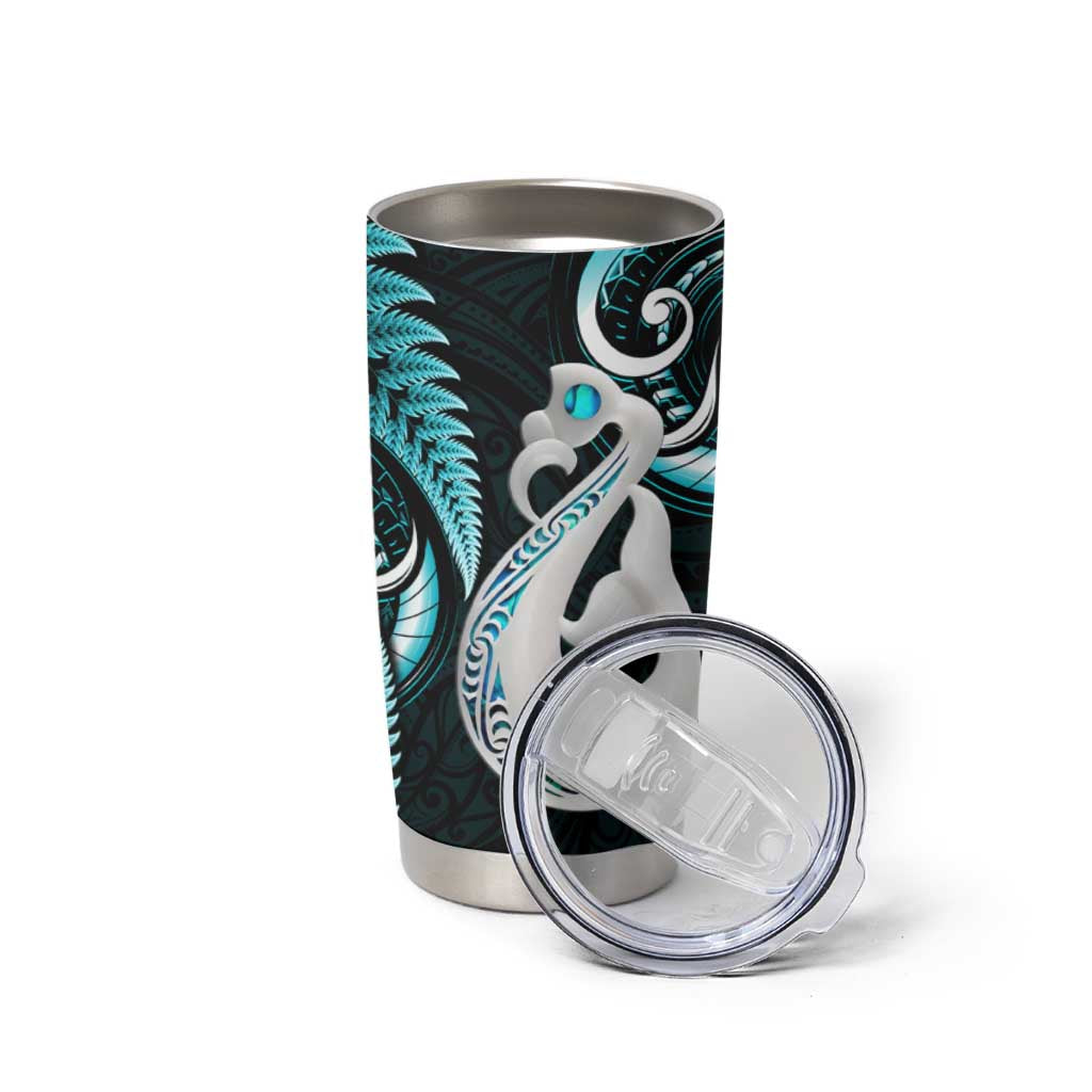 New Zealand Tumbler Cup Aotearoa Silver Fern With Manaia Maori Unique Turquoise