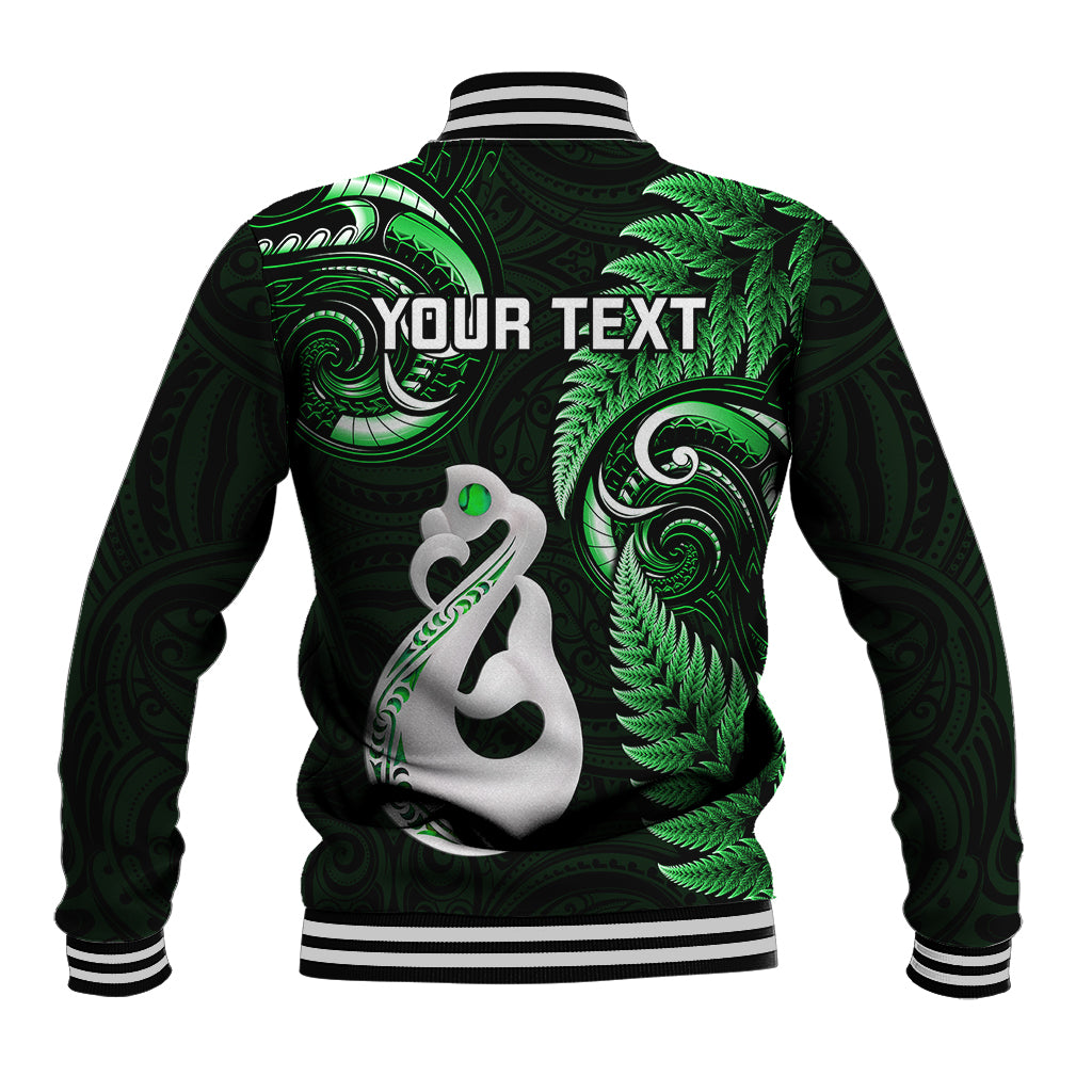 Personalised New Zealand Baseball Jacket Aotearoa Silver Fern With Manaia Maori Unique Green LT14 - Polynesian Pride