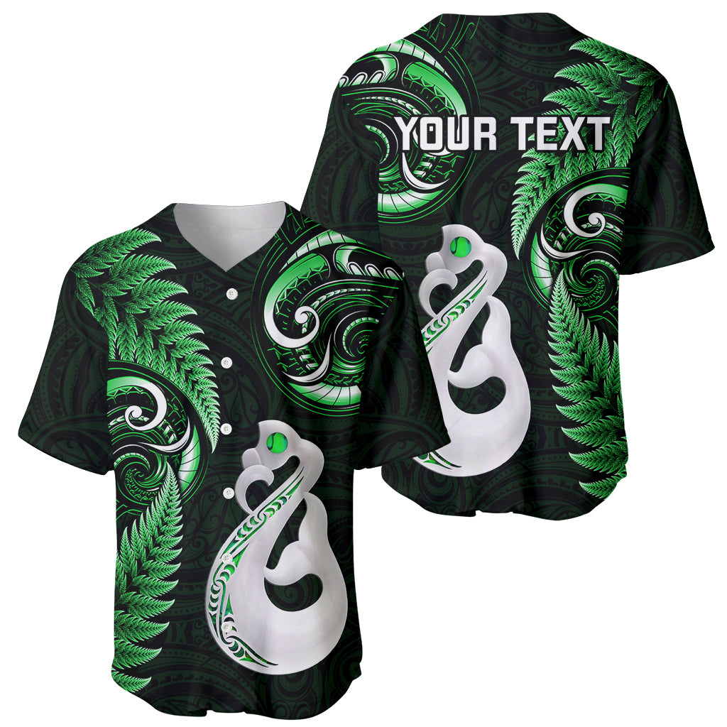 Personalised New Zealand Baseball Jersey Aotearoa Silver Fern With Manaia Maori Unique Green LT14 - Polynesian Pride